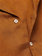 DOPPIAA - Shawl-Collar Linen Shirt - Brown
