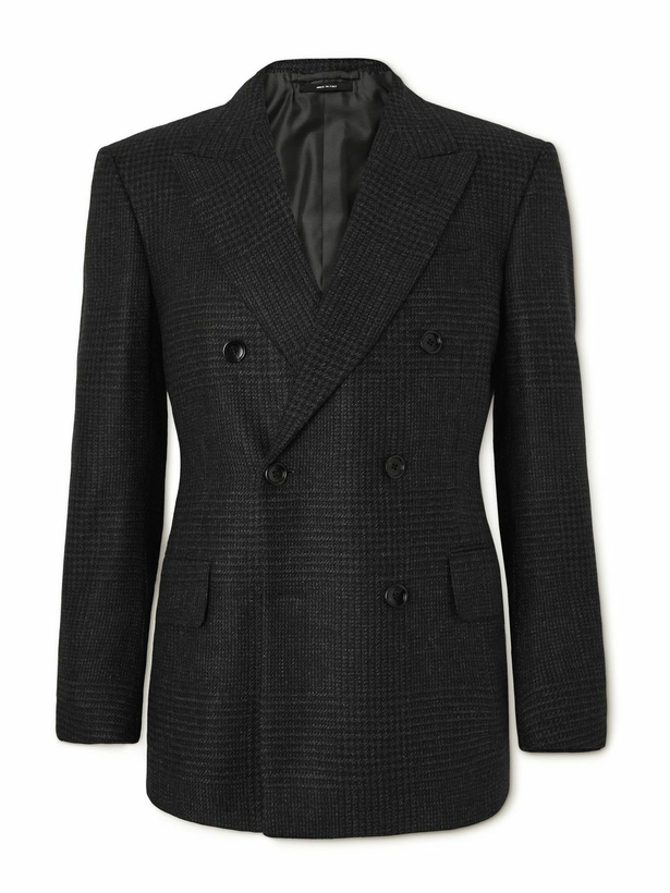 Photo: TOM FORD - Cooper Double-Breasted Checked Wool, Mohair and Cashmere-Blend Suit Jacket - Gray