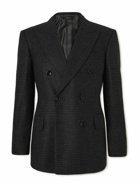 TOM FORD - Cooper Double-Breasted Checked Wool, Mohair and Cashmere-Blend Suit Jacket - Gray