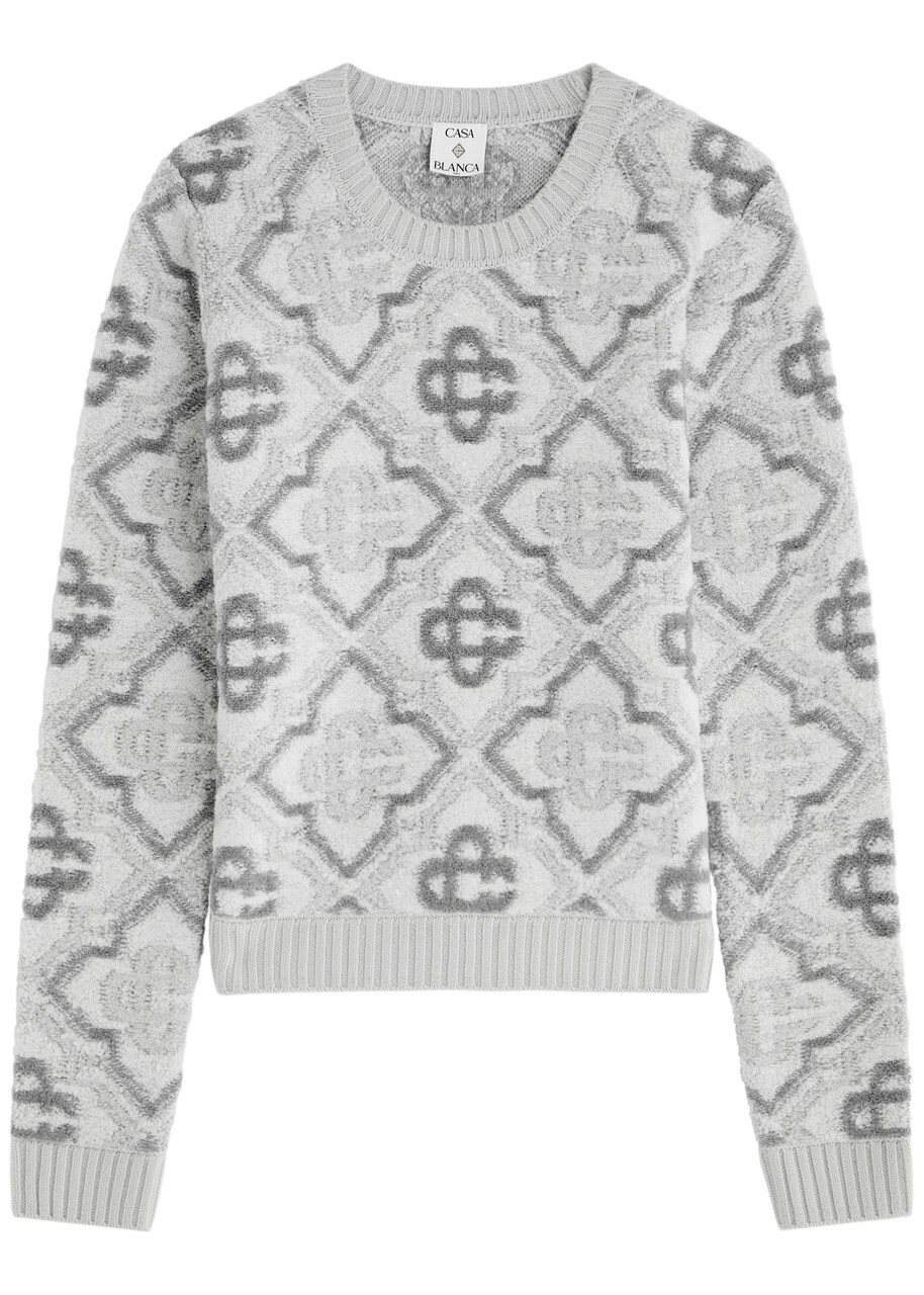 Casablanca Logo-intarsia Wool-blend Jumper Grey