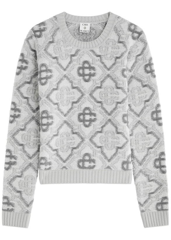 Photo: Casablanca Logo-intarsia Wool-blend Jumper Grey