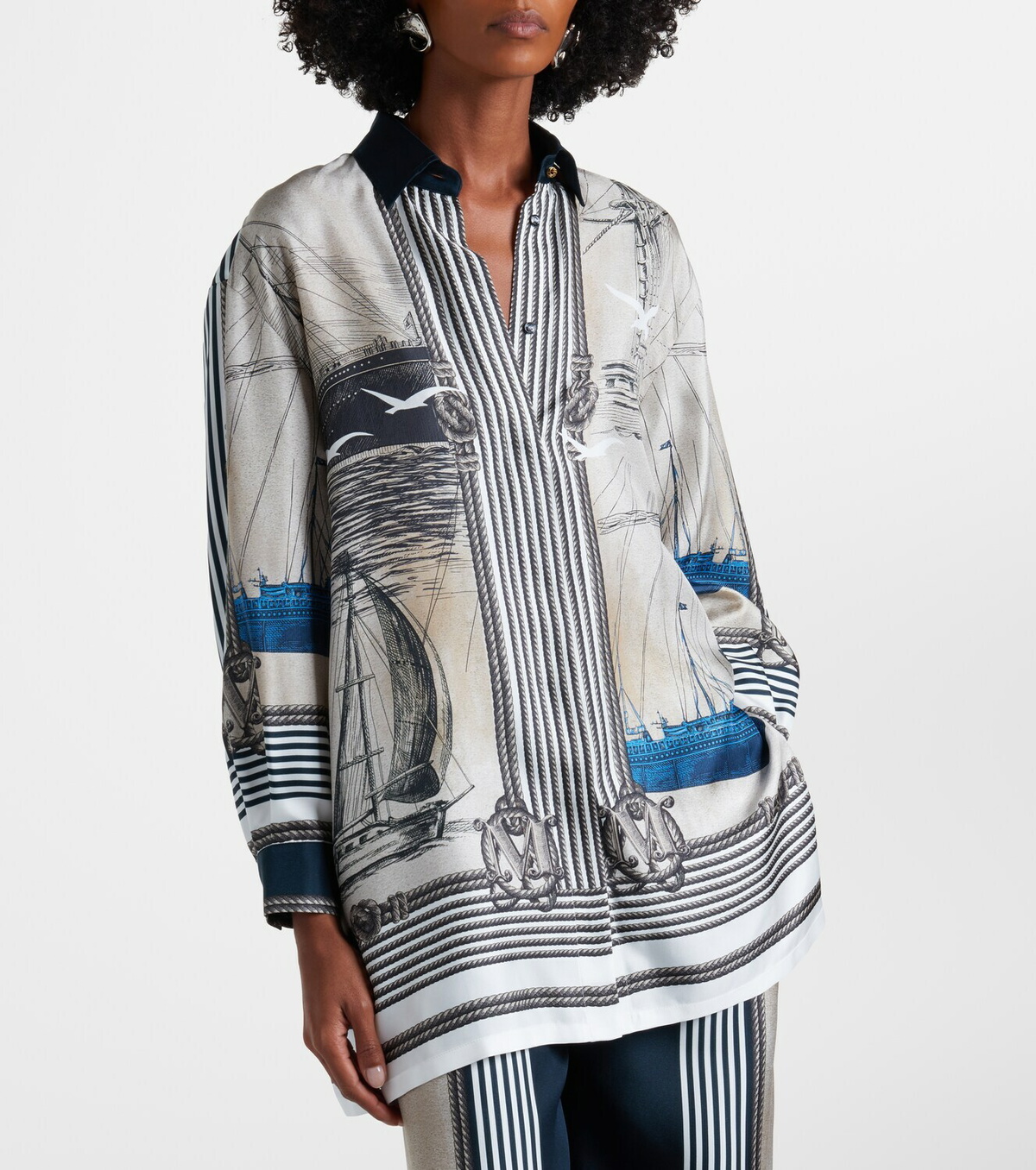 Max Mara Oversized printed silk twill shirt