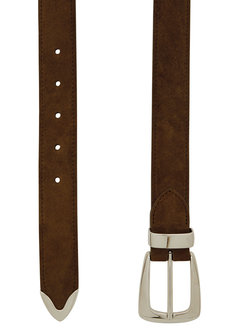 Khaite Benny Suede Belt Brown