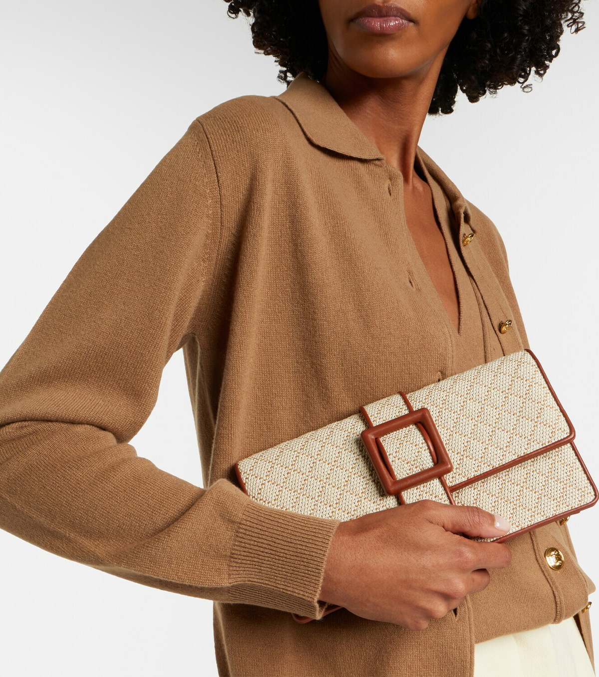 Manolo Blahnik Maycap raffia-effect clutch