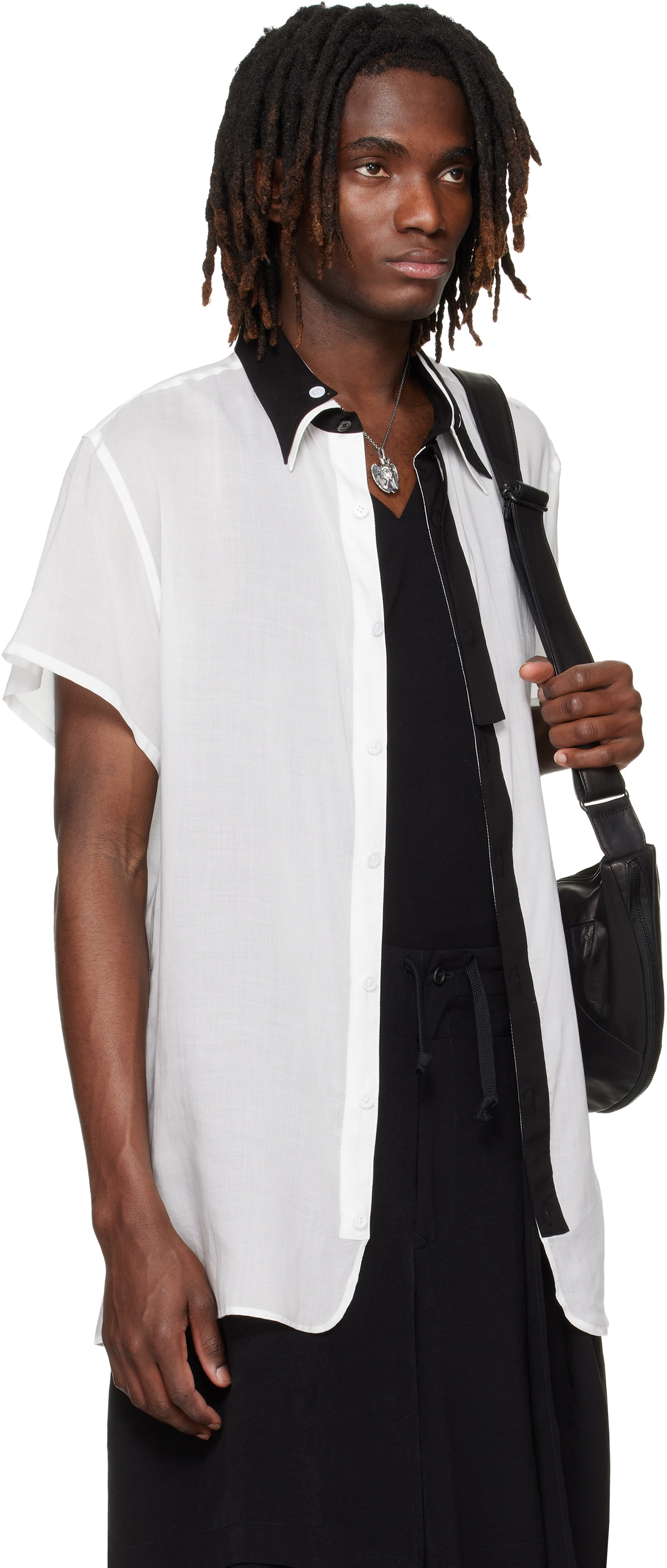 YOHJI YAMAMOTO White Double Collar B Shirt