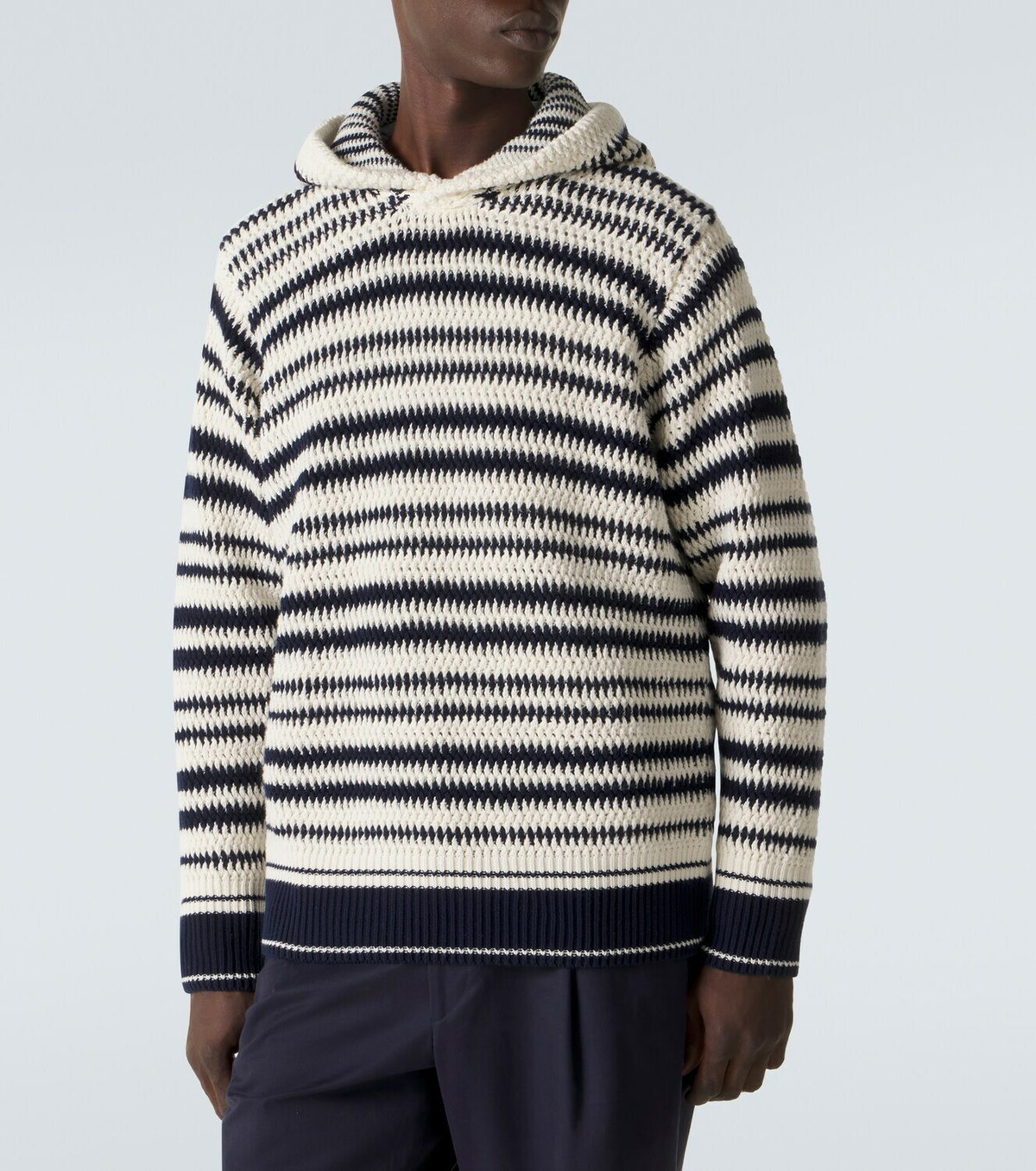 Orlebar Brown Kirk striped crochet cotton hoodie
