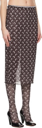 Marine Serre Brown Moon Printed Mesh Midi Skirt