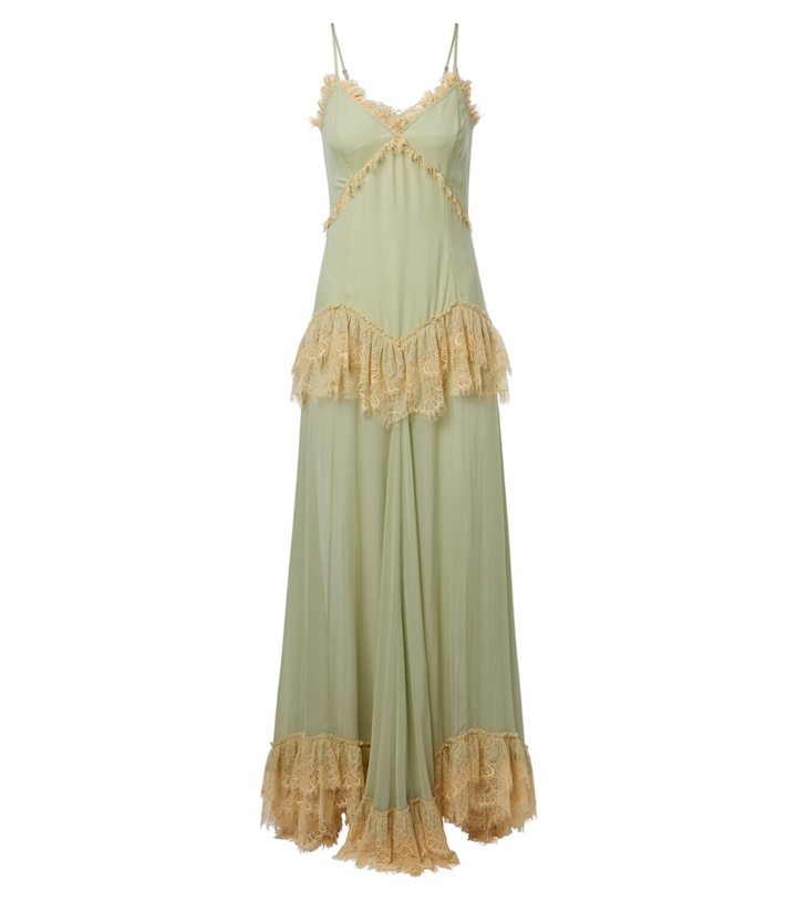 Photo: De La Vali Estela lace-trimmed georgette maxi dress