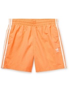 ADIDAS ORIGINALS - Adicolor Classics Striped Primegreen Swim Shorts - Orange