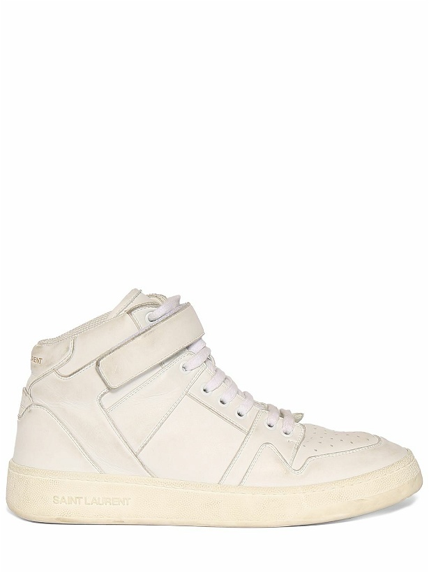 Photo: SAINT LAURENT - Lax Leather Mid Top Sneakers