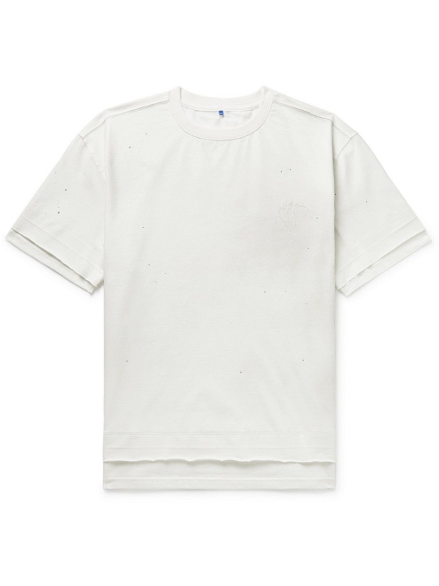 Photo: Ader Error - Oversized Logo-Embroidered Cotton-Blend Jersey T-Shirt - White - 1