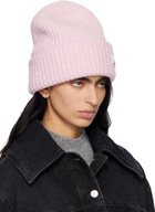 GANNI Pink Oversized Wool Rib Knit Beanie