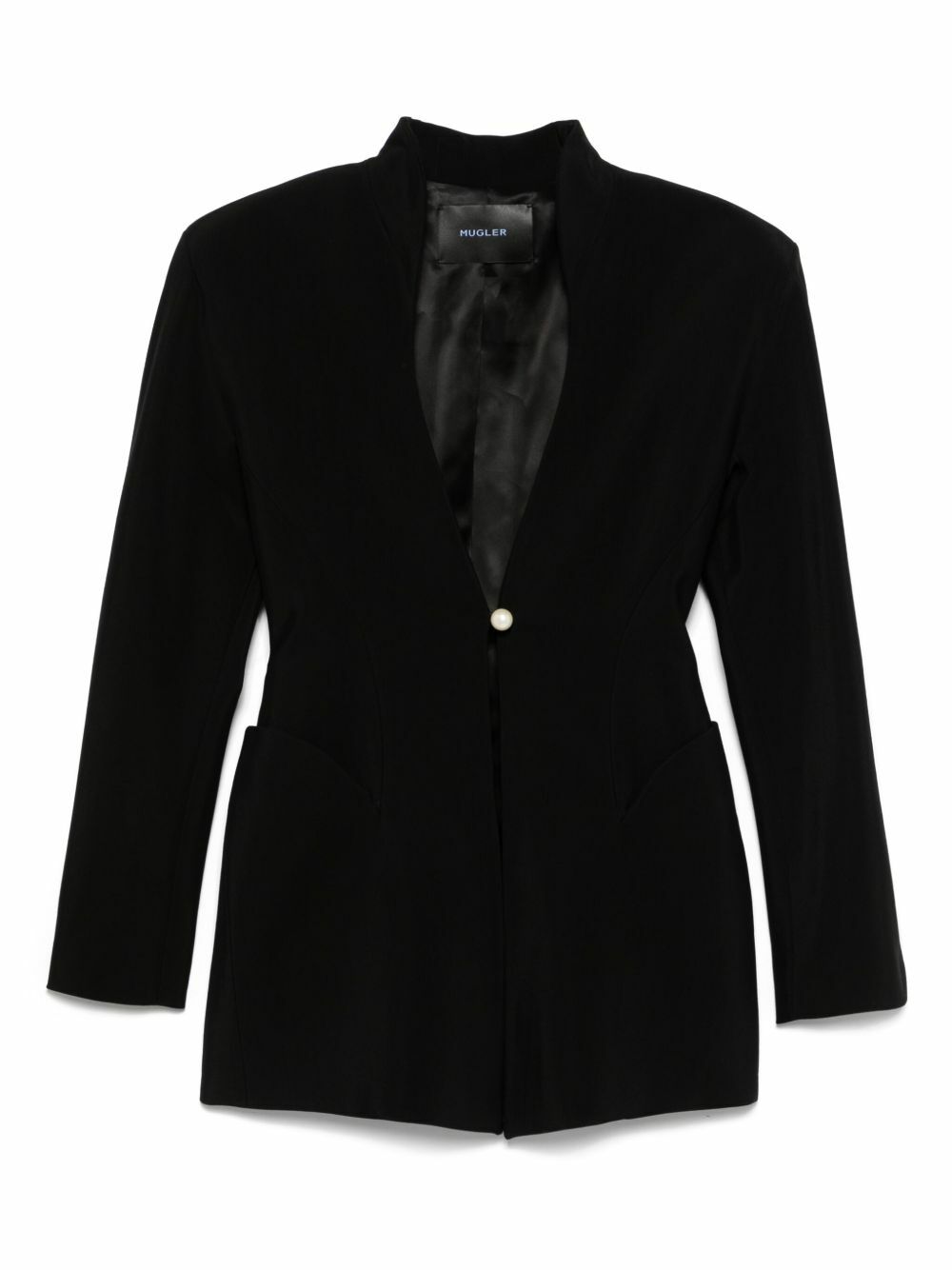 【関税込み】Mugler ブラック Corseted Scuba ジャケット Black Corseted Scuba Jacket by Mugler on Sale