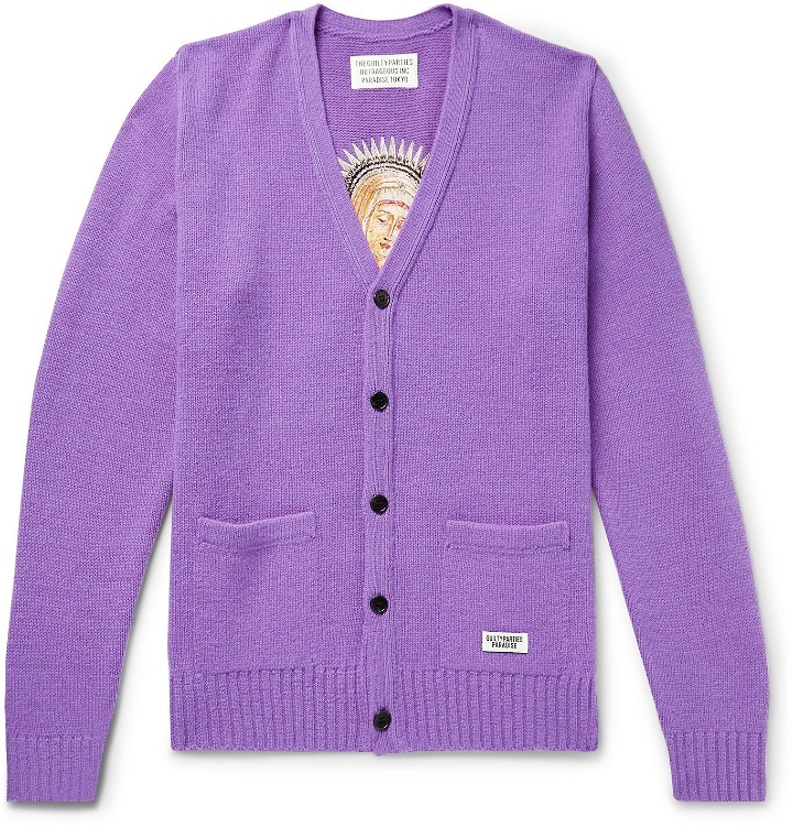 Photo: Wacko Maria - Embroidered Wool Cardigan - Purple