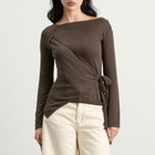 Damson Madder Women's Hannie Sheer Tie Jumper in Khaki