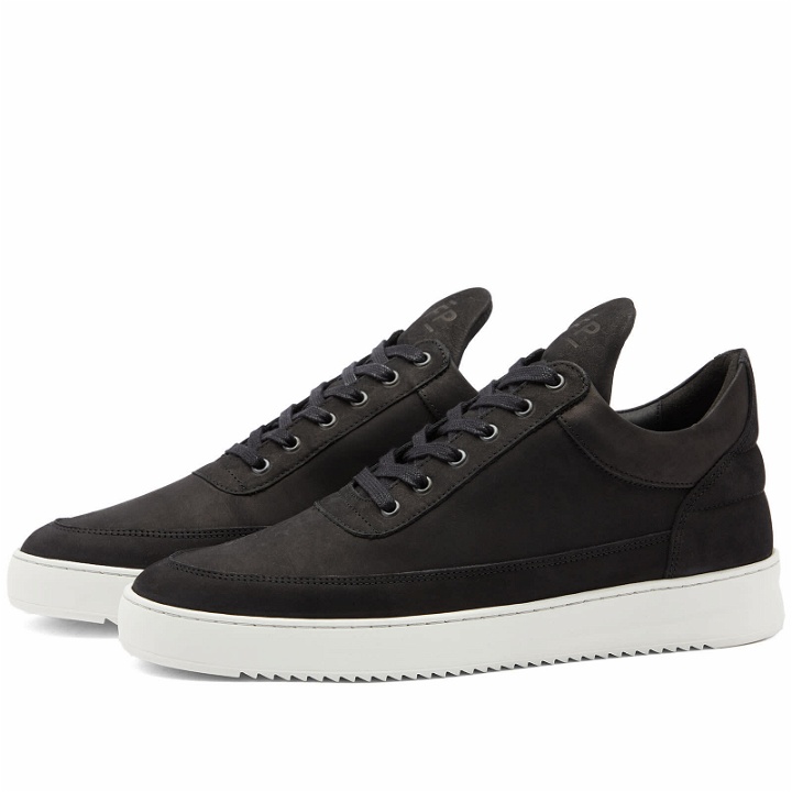 Photo: Filling Pieces Men's Low Top Sneakers in Ripple Black/White Nubuck