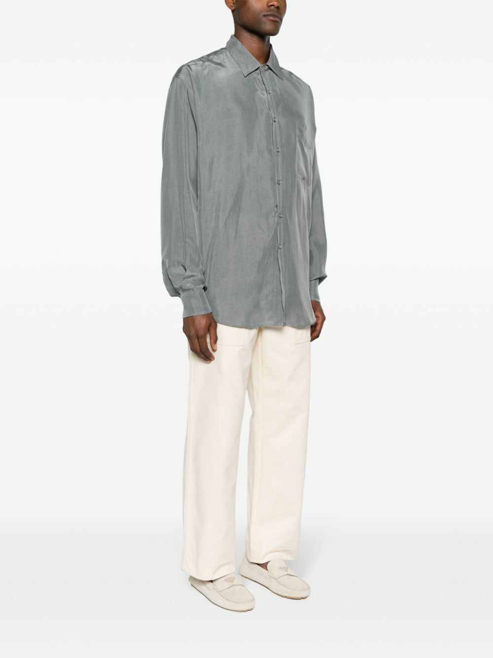 The Frankie Shop Grey Leland Long-Sleeve Shirt