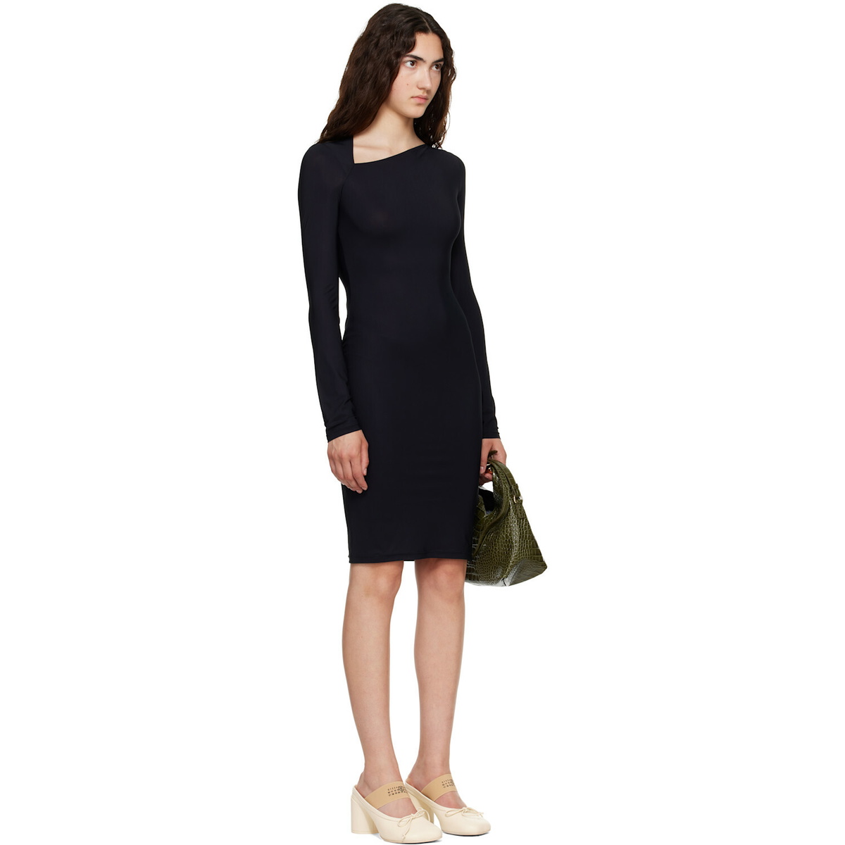 MM6 Maison Margiela Black Jersey Midi Dress