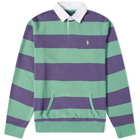 Polo Ralph Lauren Men's Kangaroo Pocket Striped Jersey Rugby Shirt in Haven Green/Juneberry