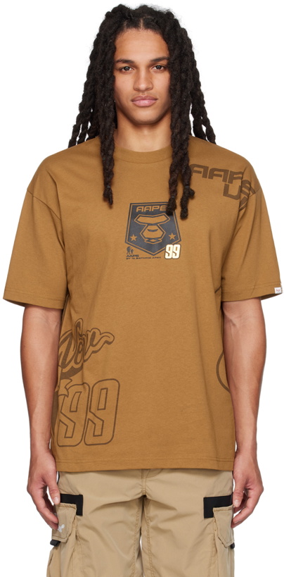 Photo: AAPE by A Bathing Ape Brown Moonface T-Shirt