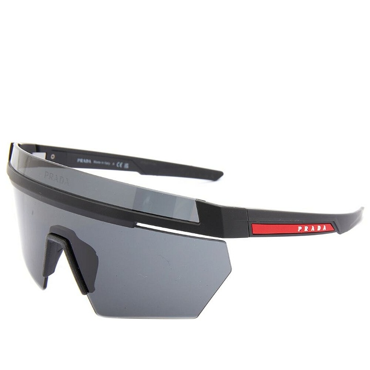 Photo: Prada Eyewear Men's Linea Rossa PS 01YS Sunglasses in Matte Black/Dark Grey