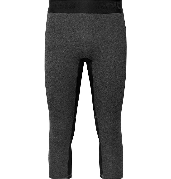 Photo: Adidas Sport - Alphaskin Cropped Mesh-Panelled Climacool Tights - Gray