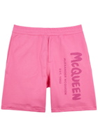 Alexander Mcqueen Logo-print Cotton Shorts Pink