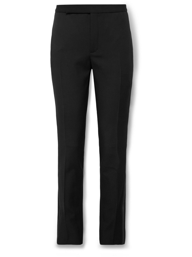 Photo: SAINT LAURENT - Slim-Fit Virgin Wool Grain de Poudre Trousers - Black