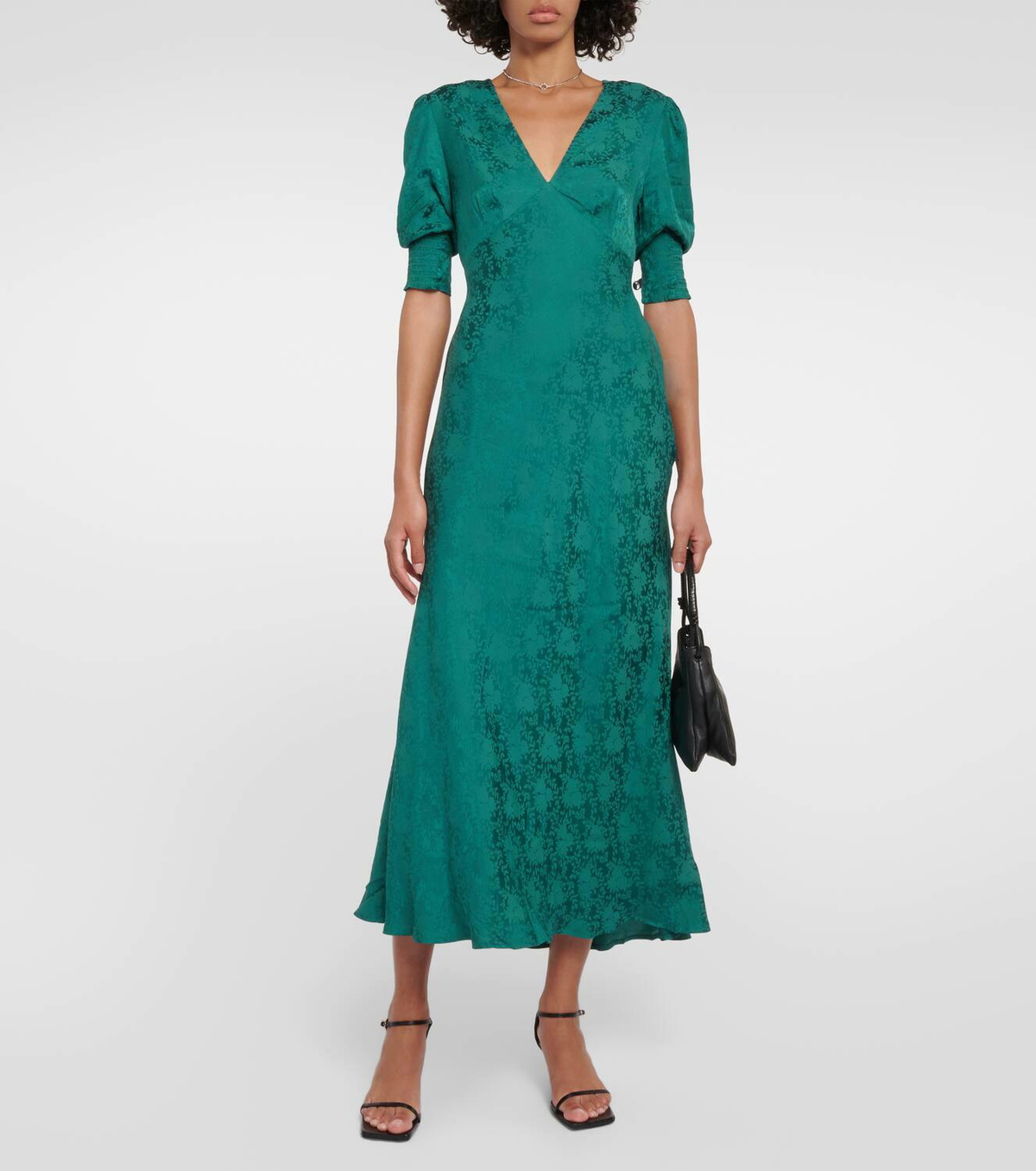 knee length dresses for ladies Katie Midi Dress in Red Milos Floral Cream