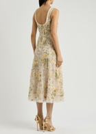 Needle & Thread Florine Floral-embroidered Tulle Midi Dress Cream