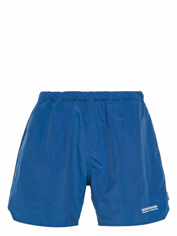 Photo: Neighborhood Blue Logo-Print Swim Shorts