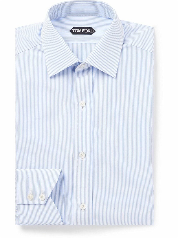 Photo: TOM FORD - Striped Cotton-Poplin Shirt - Blue