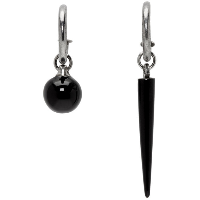 Photo: Saint Laurent Silver and Black Spike and Sphere Earrings