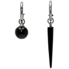 Saint Laurent Silver and Black Spike and Sphere Earrings