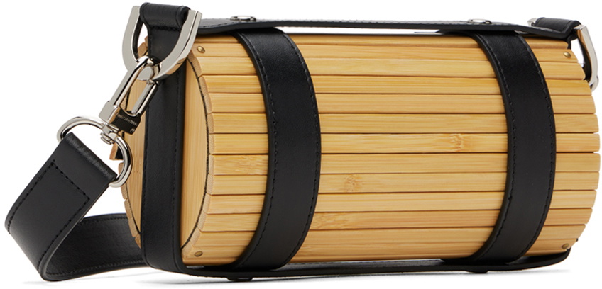 Feng Chen Wang Beige & Black Strap Small Bamboo Bag