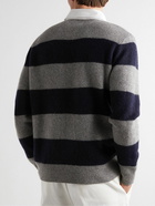 Polo Ralph Lauren - Striped Wool and Cashmere-Blend Polo Shirt - Blue