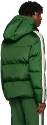 Palm Angels Green Hooded Down Jacket