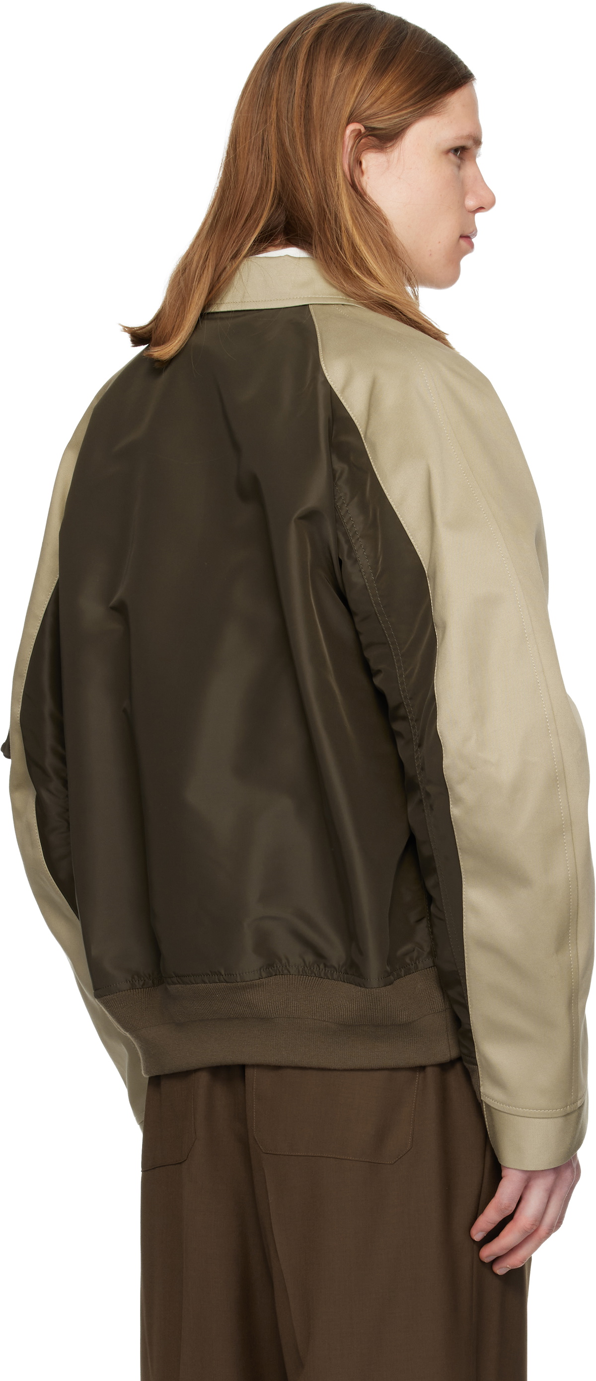 sacai Beige & Khaki Cotton Chino & Nylon Twill Bomber Jacket