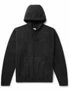 Nike - Club Nylon-Trimmed Logo-Embroidered Fleece Hoodie - Black