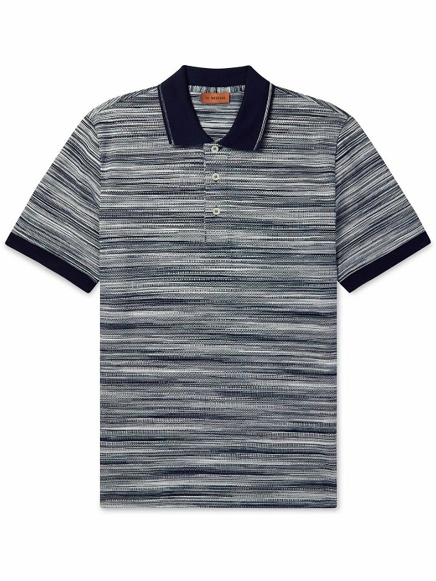 Photo: Missoni - Space-Dyed Cotton-Piqué Polo Shirt - Blue
