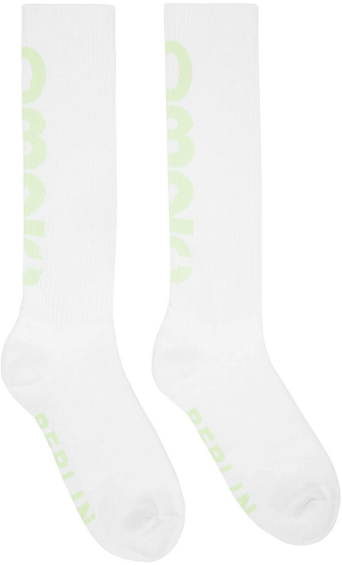 Photo: 032c White Long Ribbed Logo Socks