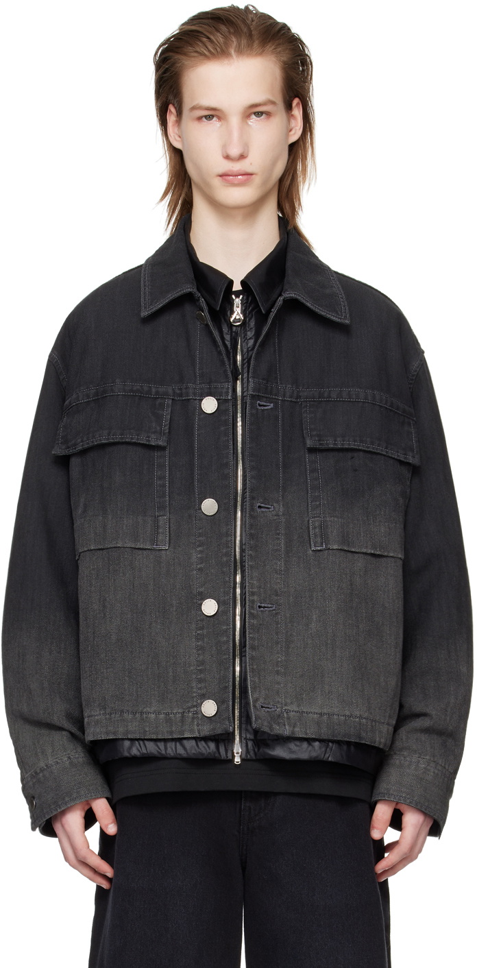 Solid Homme Black Faded Denim Jacket Solid Homme