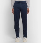Canali - Navy Slim-Fit Herringbone Stretch-Cotton Trousers - Blue