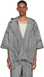 Homme Plissé Issey Miyake Black & Beige Polyester Cardigan