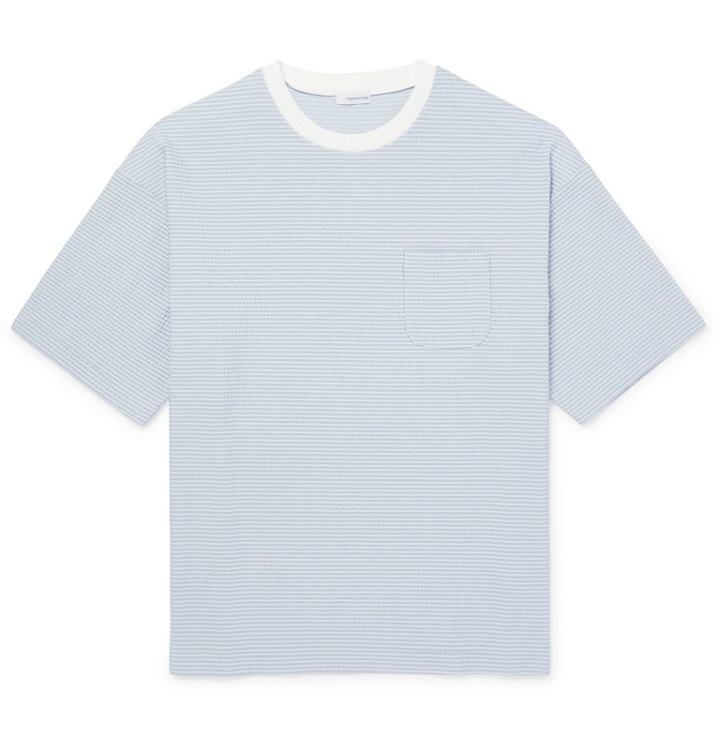 Photo: nanamica - Striped Cotton and COOLMAX-Blend Seersucker T-Shirt - Blue