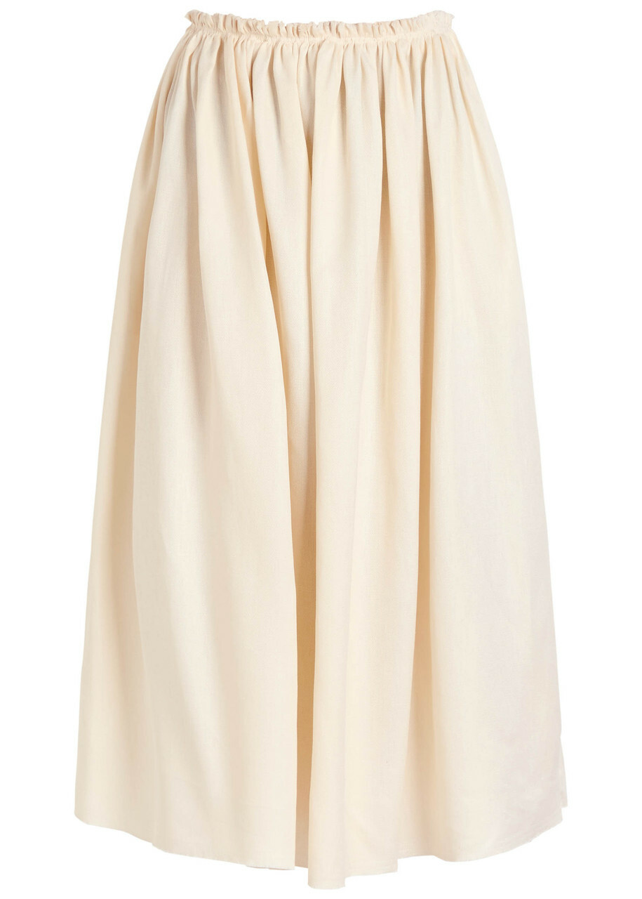 Gabriela Hearst Chiara Linen Midi Skirt Ivory