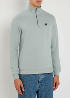 Belstaff Half-zip Logo Cotton Sweatshirt Light Blue