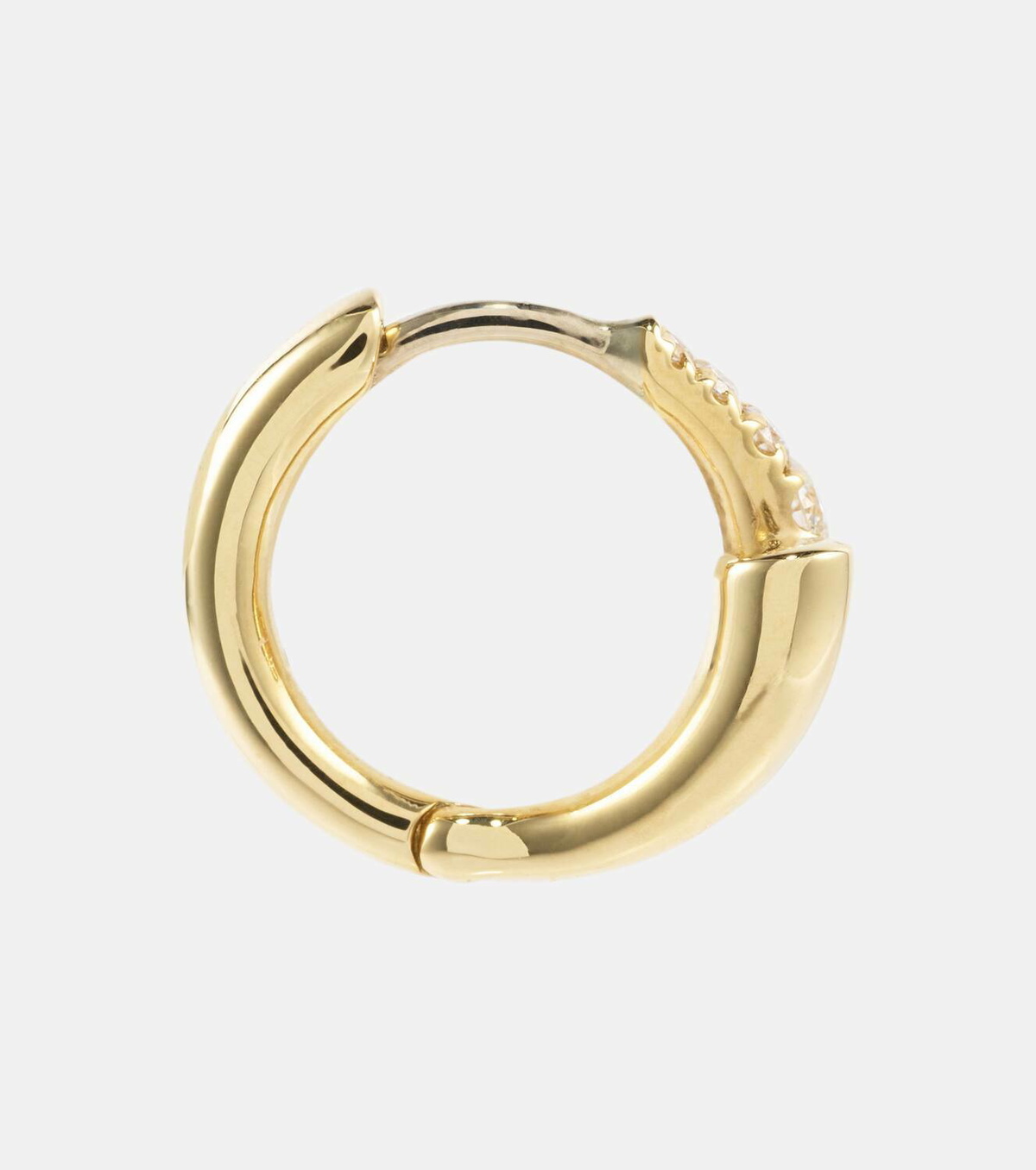 Melissa Kaye Lola Huggie 18kt gold hoop earrings with diamonds