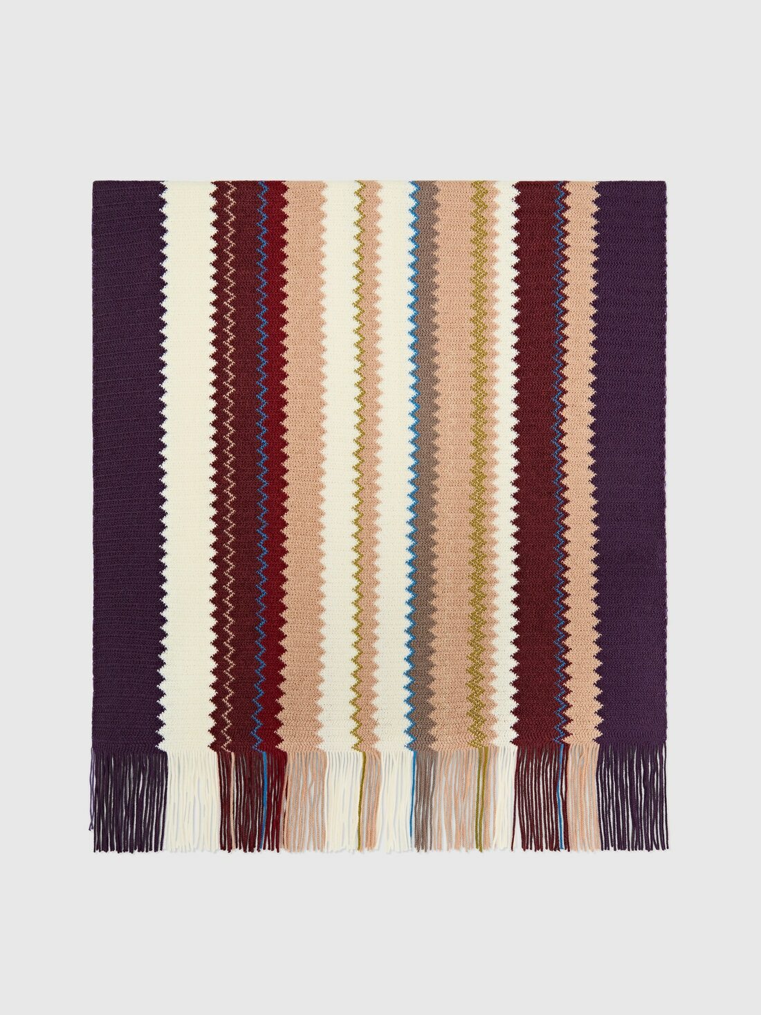 Missoni - Zig zag wool-blend scarf with fringes, Men, Multicoloured