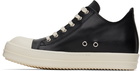 Rick Owens Black Leather Low Sneakers